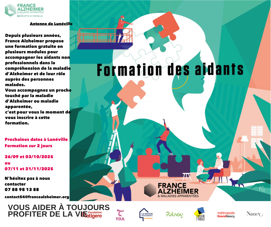 Affiche de la formation des aidants proposée par France Alzheimer à Lunéville