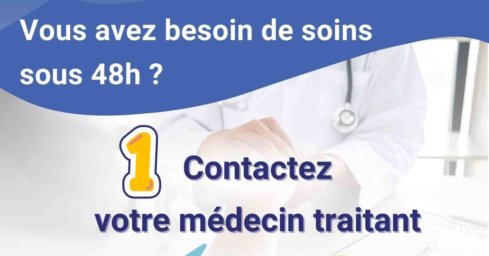 Vous avez besoin de soins sous 48h ? Contactez votre médecin traitant